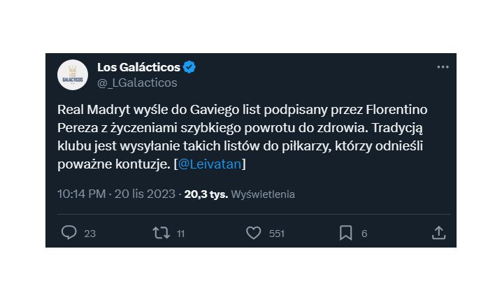 GEST Realu Madryt w stosunku do kontuzjowanego Gaviego!